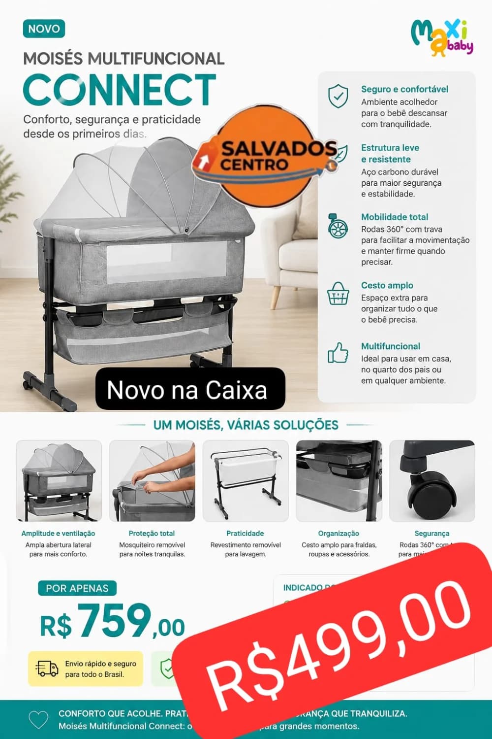 🔥Berço Moisés Multifuncional connect 🔥 reserve ele e parcele o saldo na retirada em até 3x 🔥Novo na caixa🔥 - 1