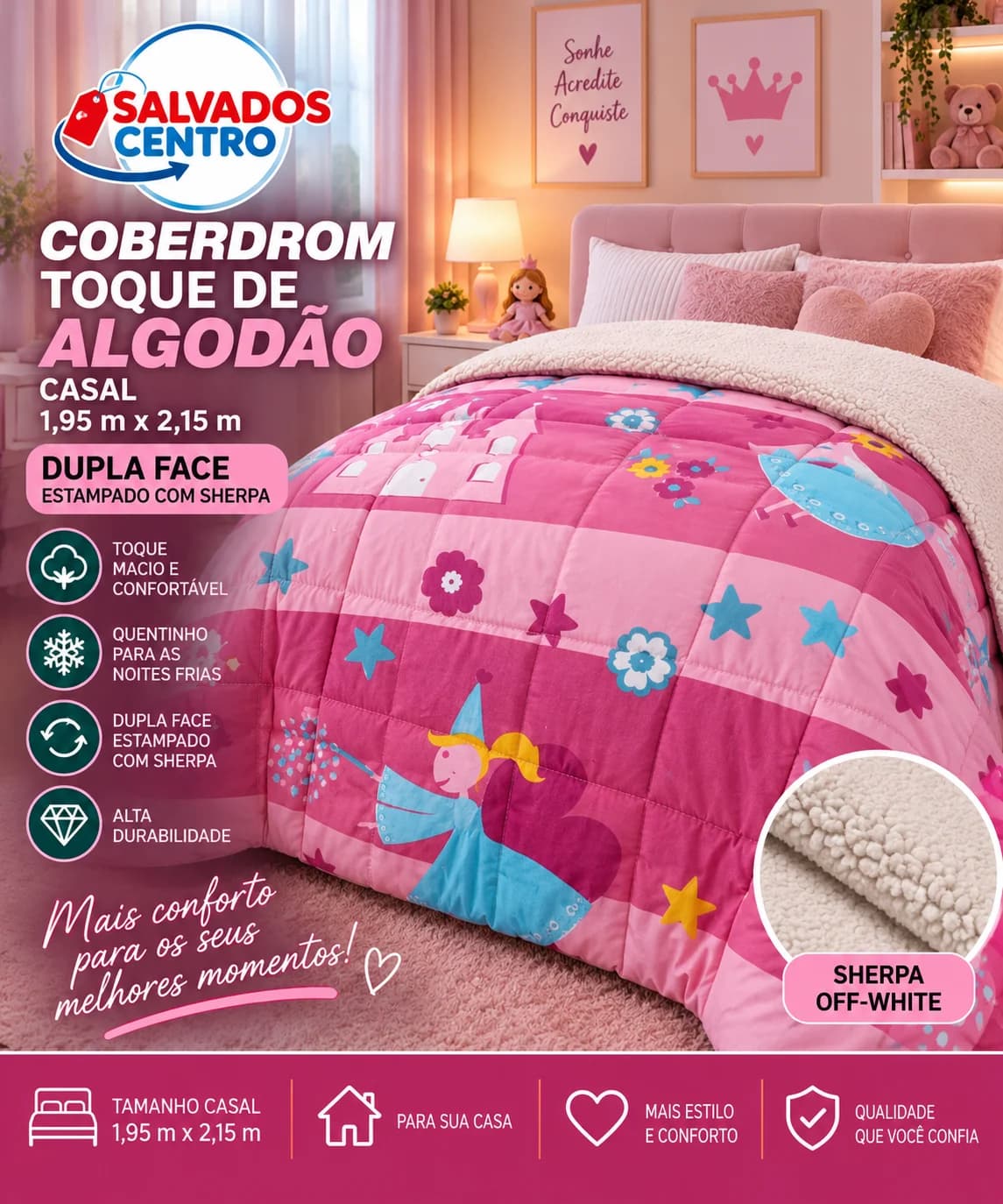 Coberdrom Casal Estampa Fada - 1