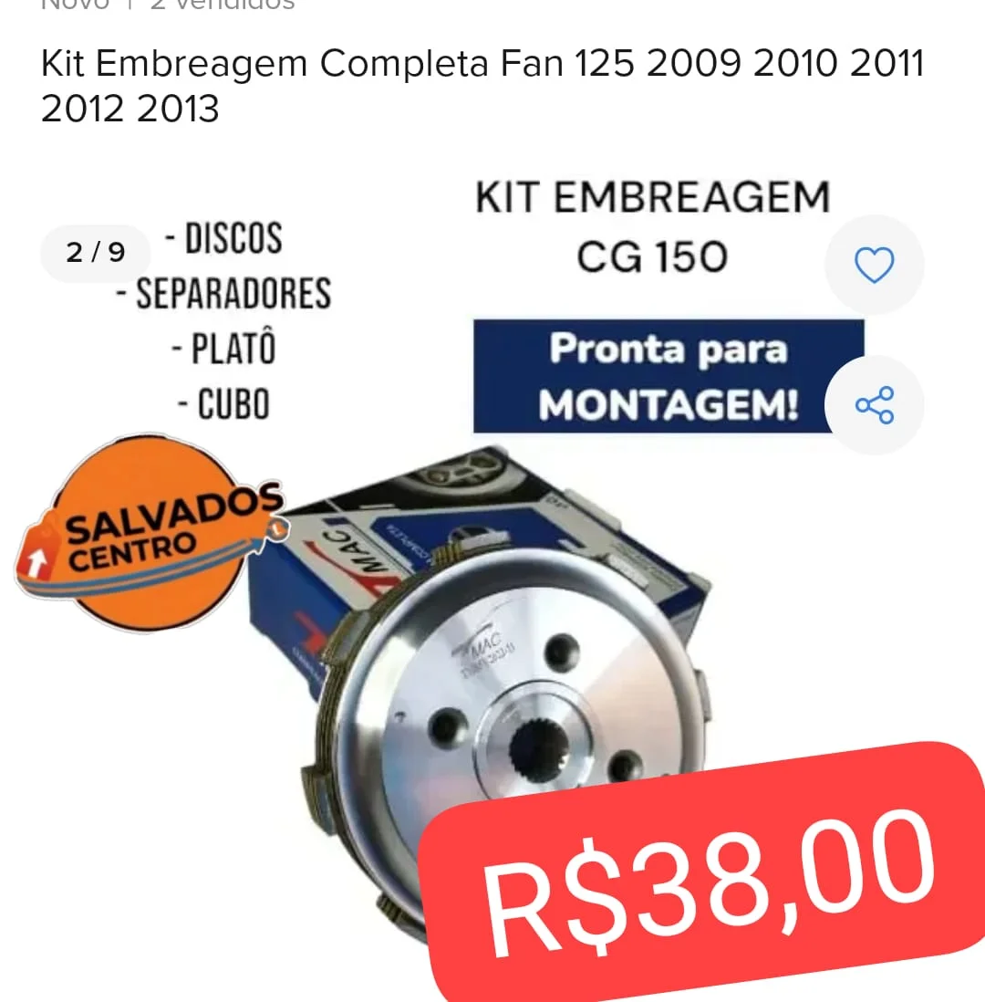 Kit embreagem completa CG125 Honda , CG 150 FAN ESI 10/13 NXR 150 BROS 09/14 - 1