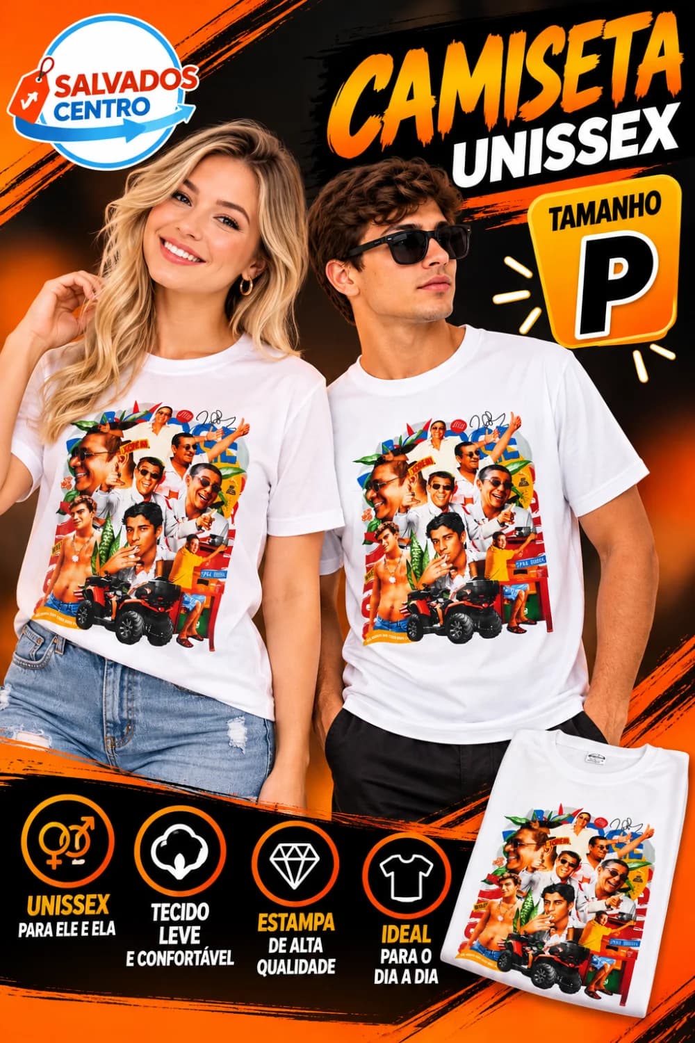 Camiseta Algodão Adulto Unissex Tam P - 1