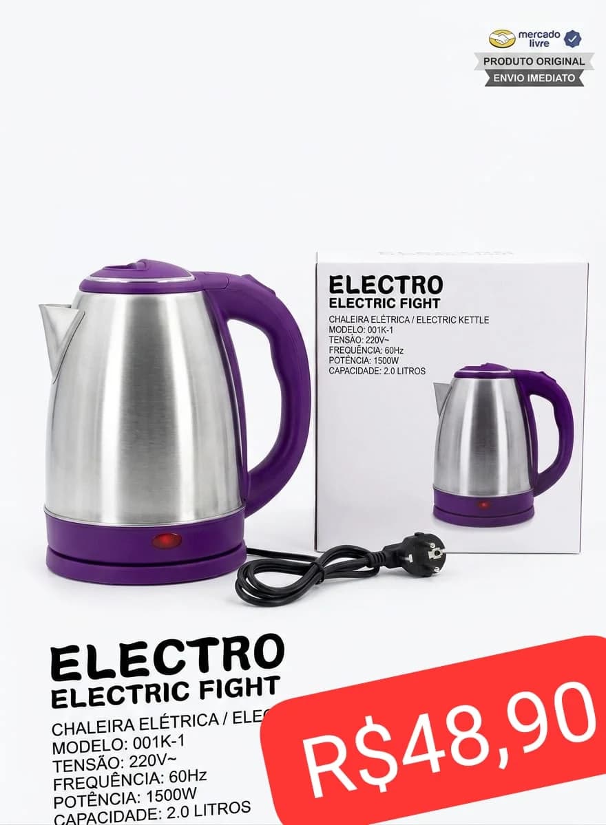 Chaleira elétrica 1.8l 220v cor lilás - 1