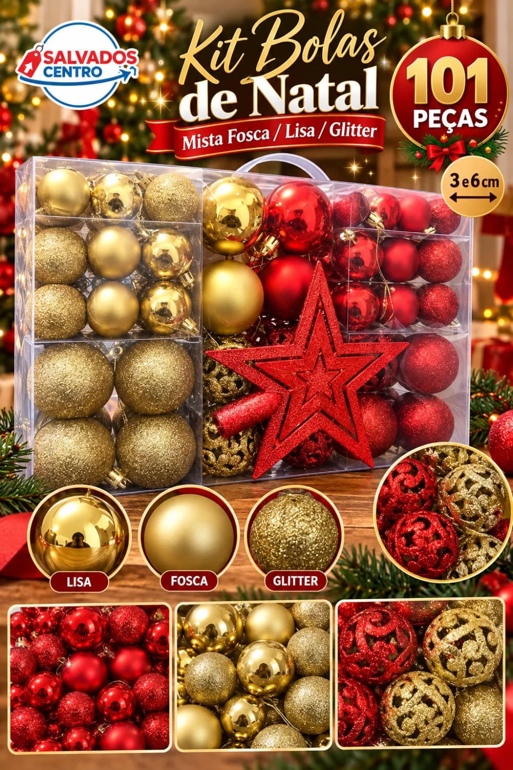 Kit 101 Bolsa de Natal 3/6cm Maleta - 1