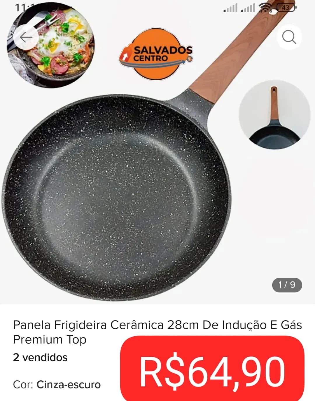 Frigideira cerâmica 28cm de indução e Gás linha Premium. - 1