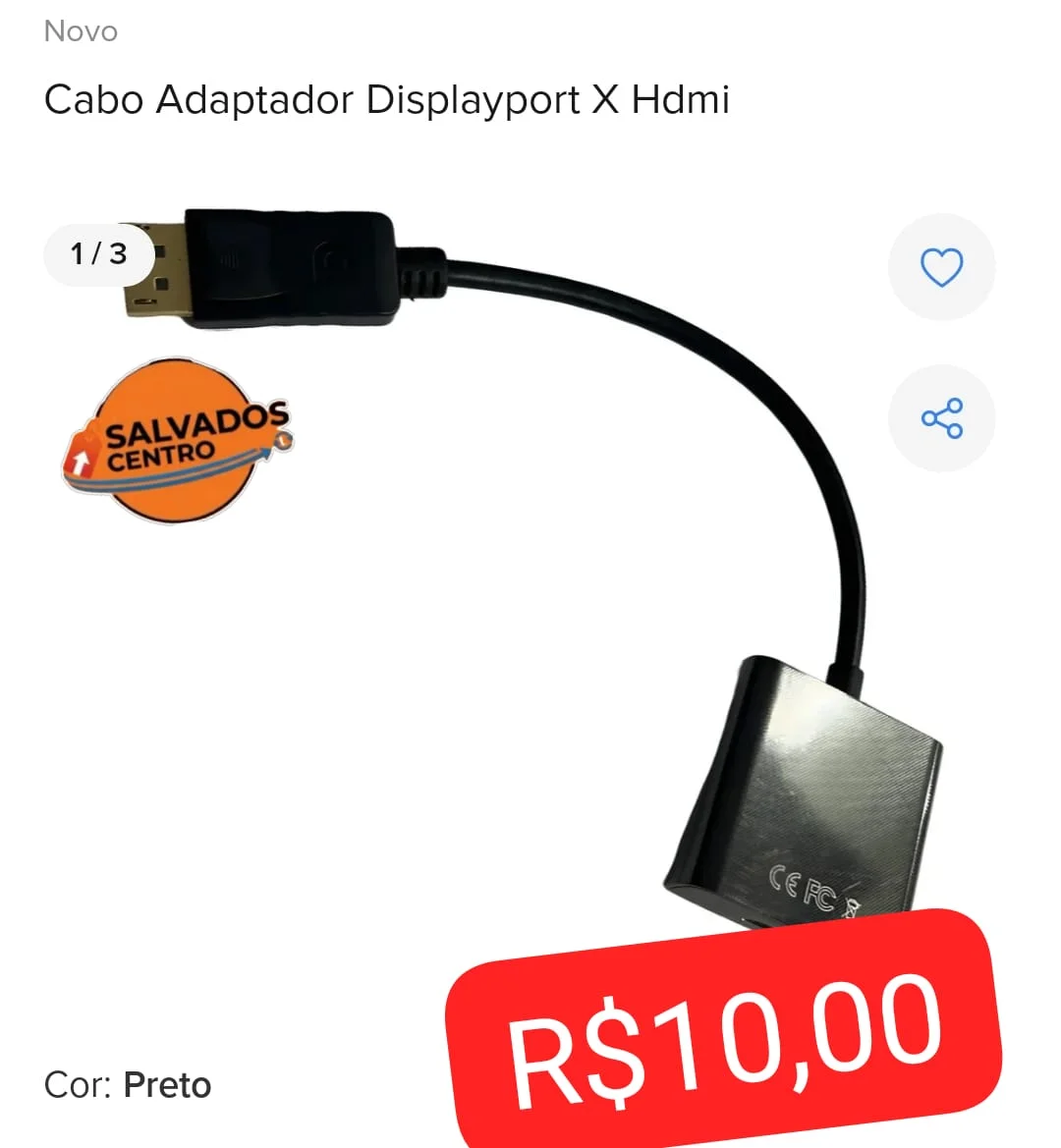 🔥Cabo adaptador display port / HDMI 🔥 - 1