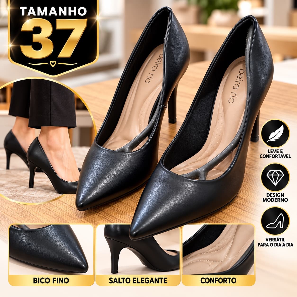 🔥Sapato scarpin Beira Rio preto Tam 37 original - 1