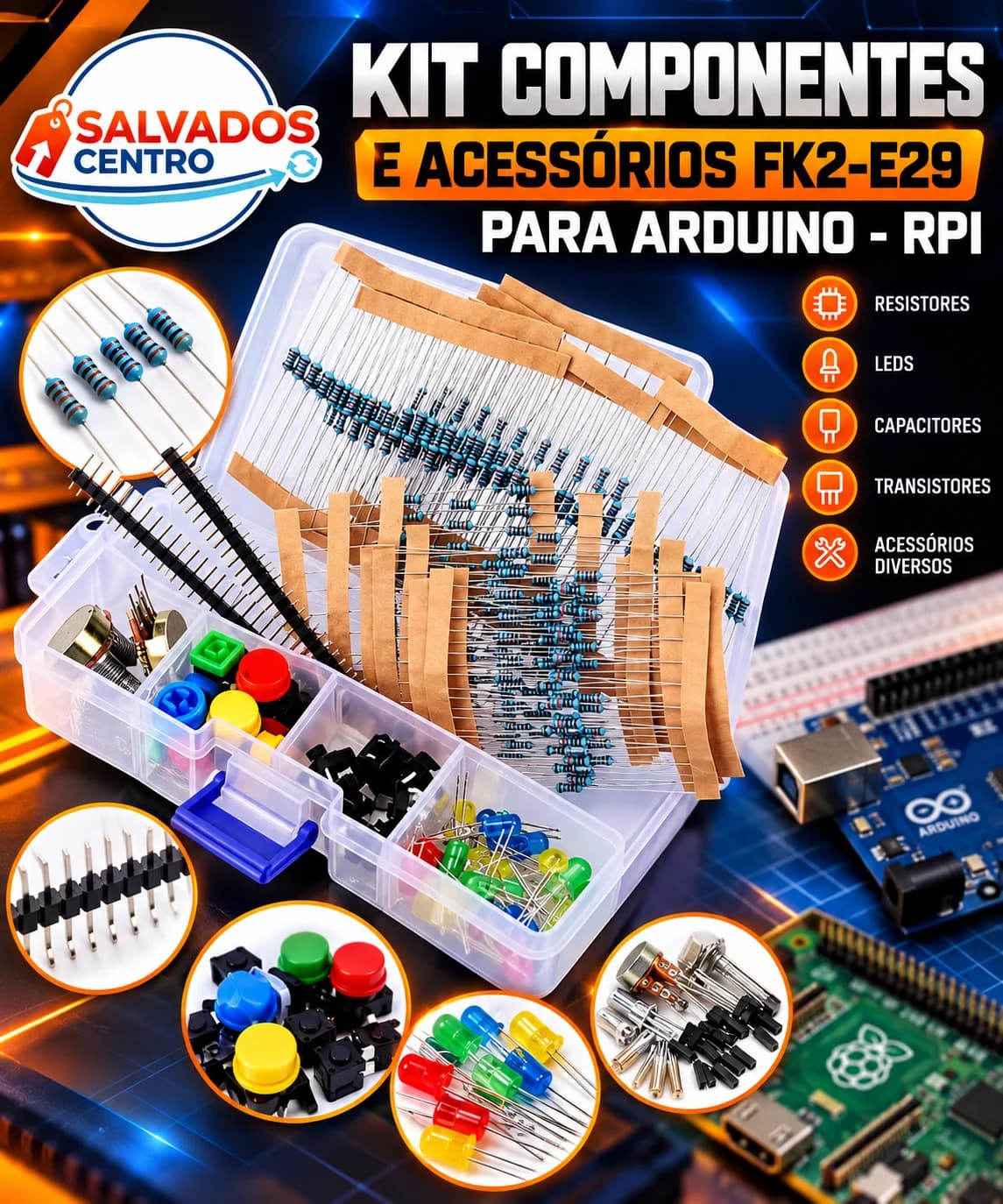 Kit Componentes E Acessórios Fk2-e29 Para Arduino - Rpi - 1