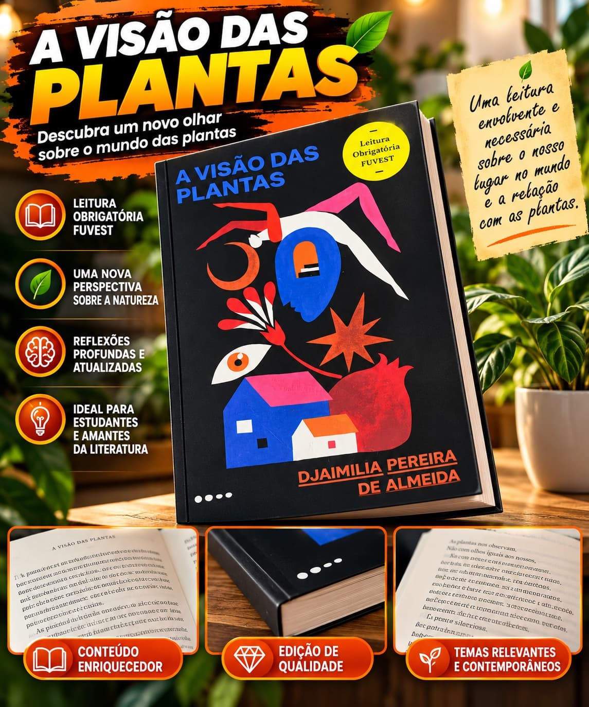 A visão das plantas - Almeida, Djaimilia Pereira de - Todavia Livros - Capa Mole - 1