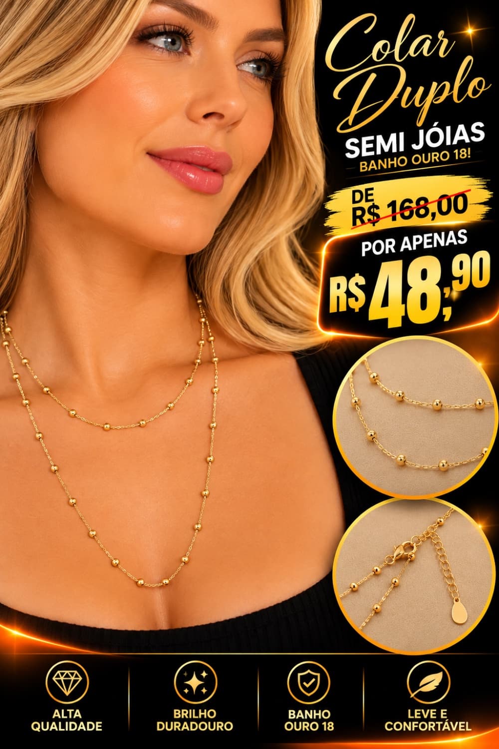 Colar semi joias duplo - 1