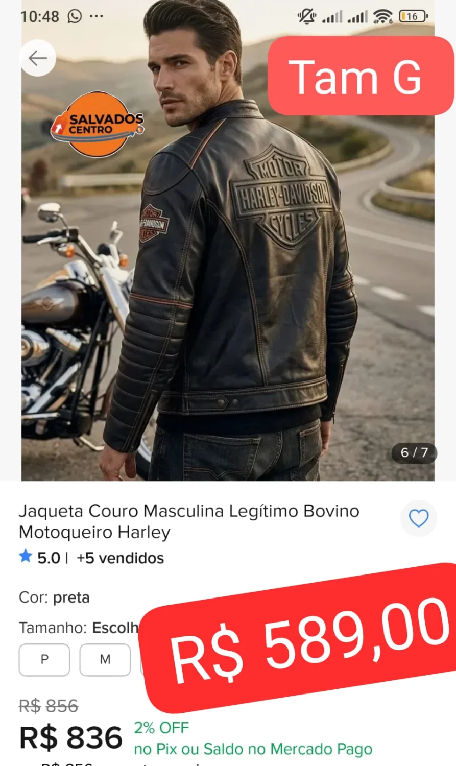 Jaqueta couro legítimo Bovino Tam G 🔥 - 1
