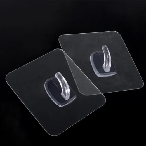 Kit 5 Ganchos para toalheiro e Joias autocolante transparente - 1