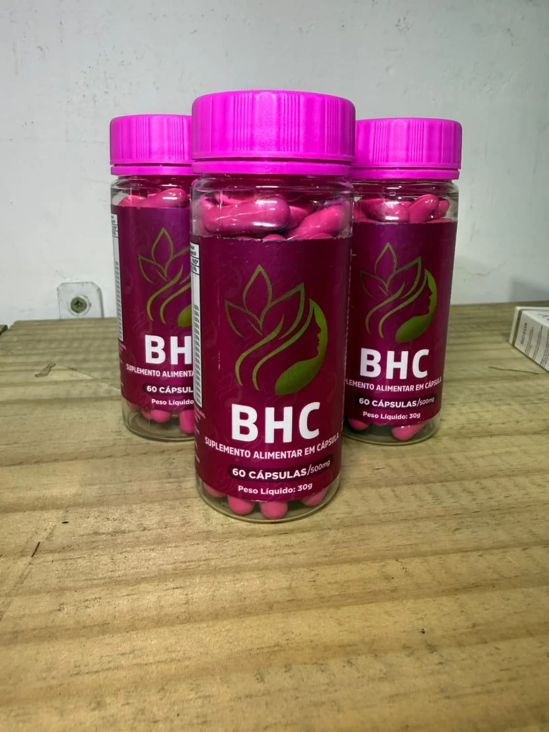 Kit 3 suplementos capilar em capsula BHC, 60 capsulas 500 mg - 1