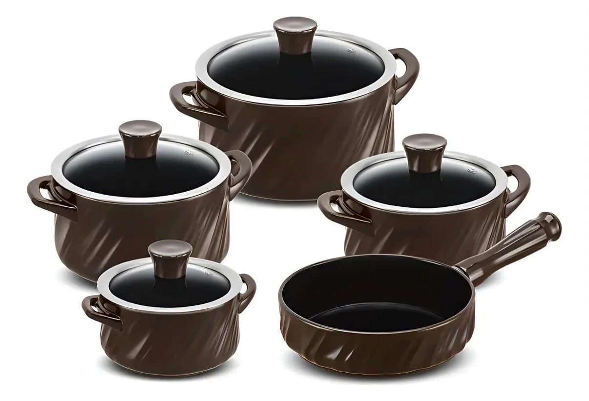 Conjunto De Panelas Cerâmica 5 Peças Twist Ceraflame Cor Chocolate Ceraflame - 1