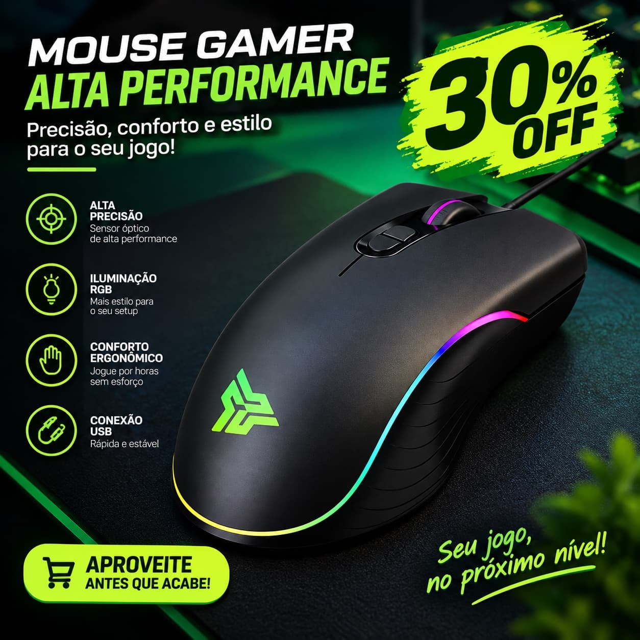 Mouse Gamer Óptico MU008 - 2