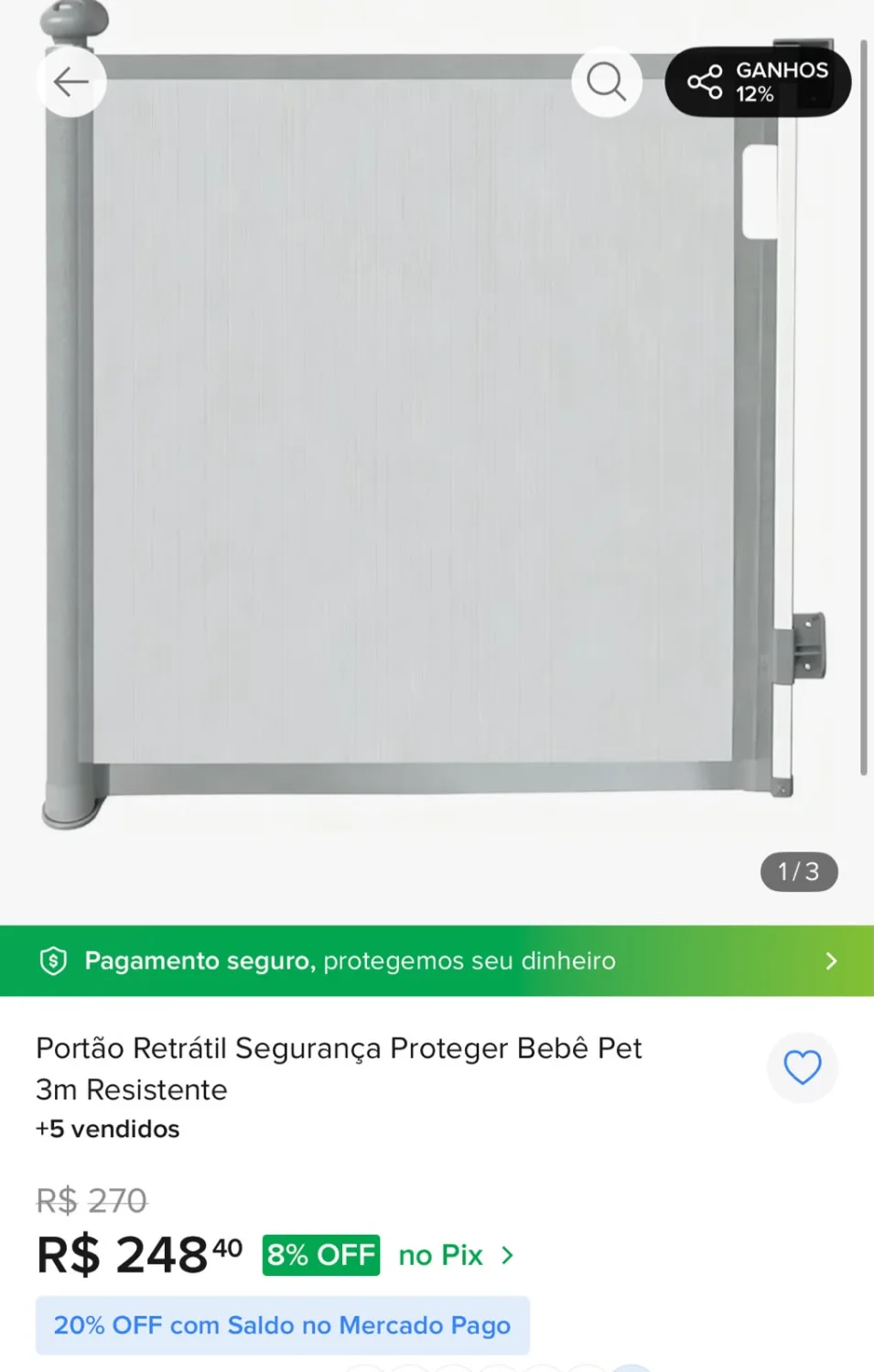 Portão de Segurança Retrátil em Tela para Bebês e Pets (Medida de 3 Metros de Comprimento), na Cor Cinza. - 2