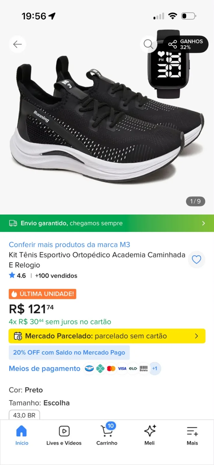 Kit Tênis Esportivo M3 + Relógio Digital – Tamanho 35 - 2