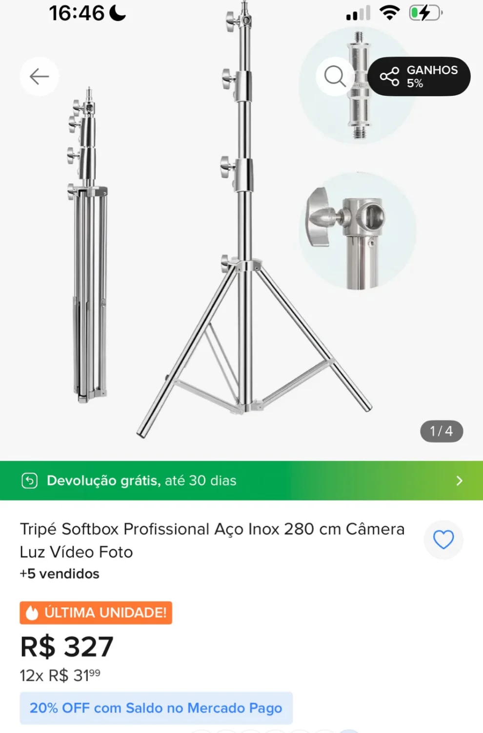 Tripé de Iluminação Profissional de Aço Inox - 2