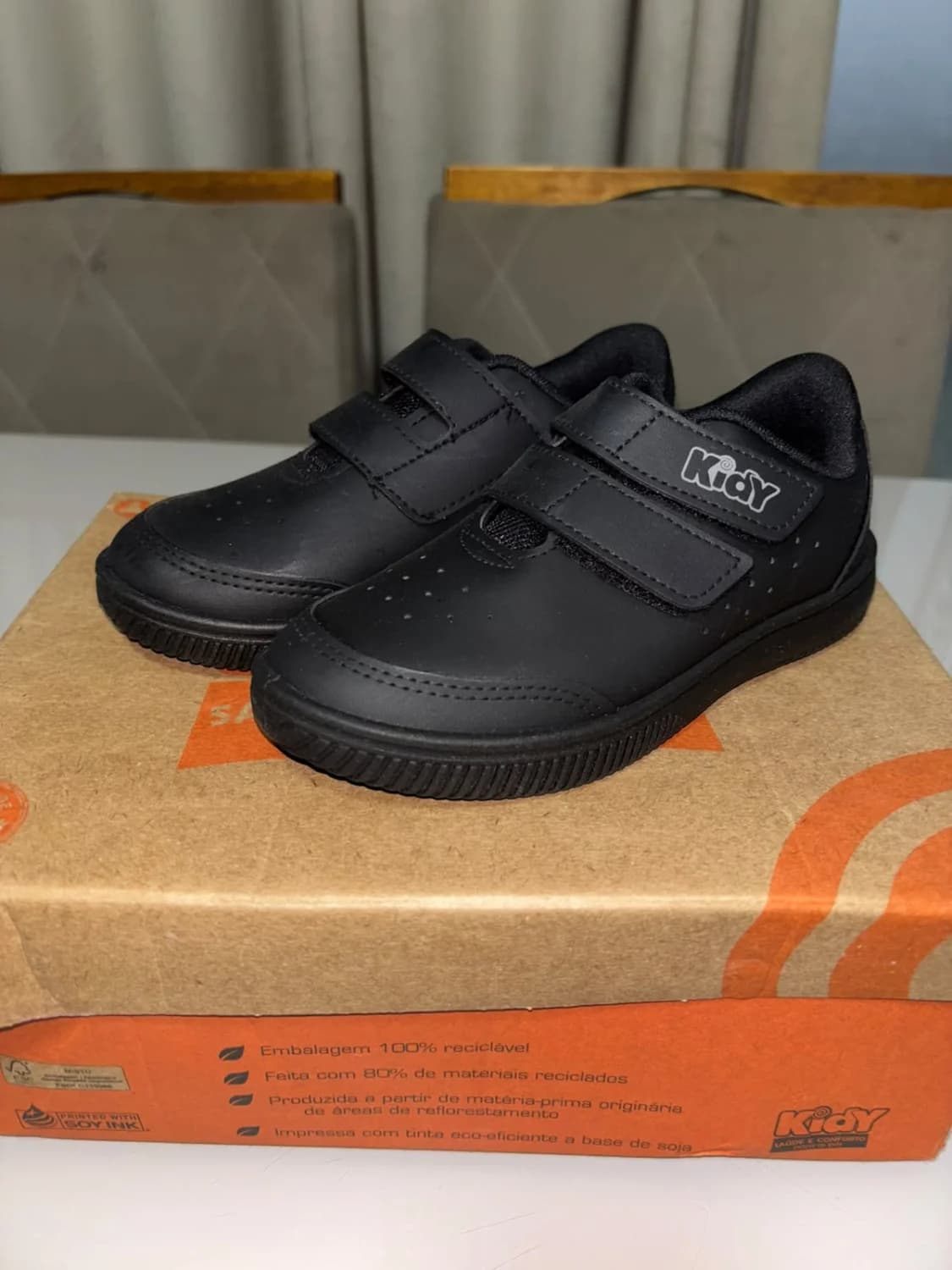 Tênis Infantil Escolar Kidy Preto com Velcro – Tamanho 29 - 1