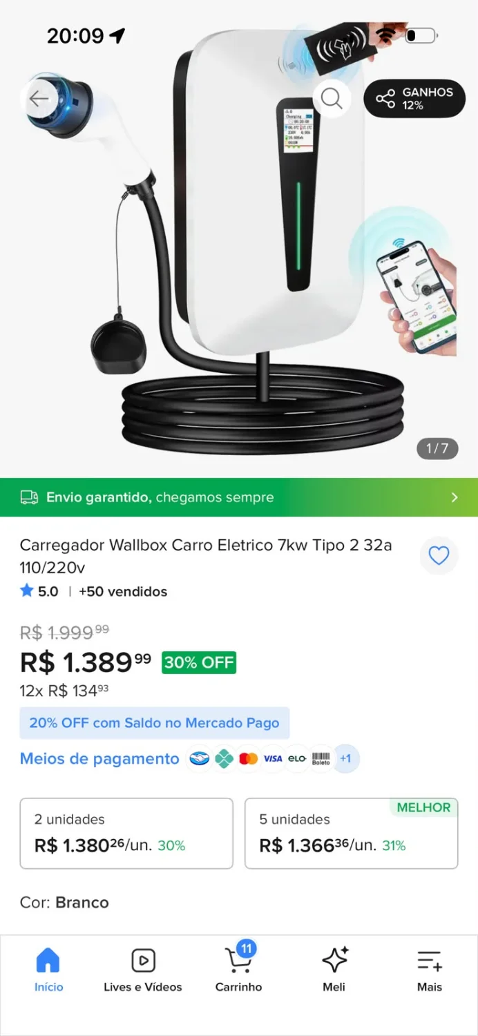 Carregador Wallbox para Carro Elétrico 7 kW – Tipo 2 – 32 A - 2