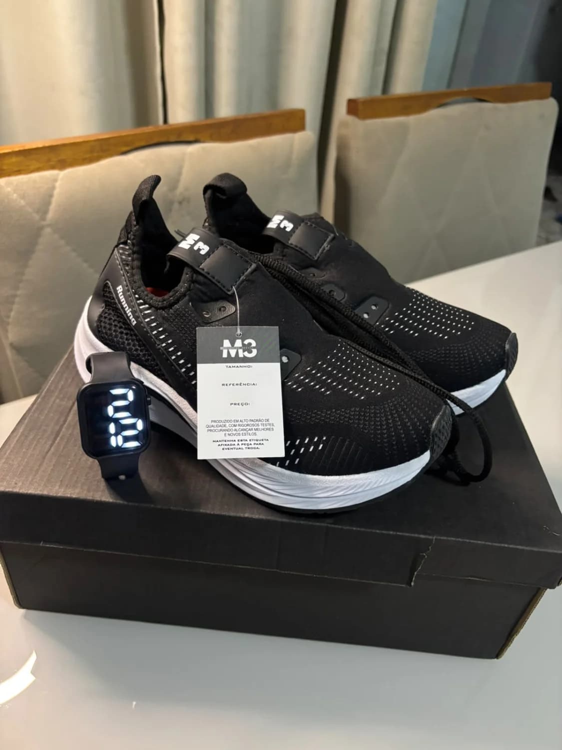 Kit Tênis Esportivo M3 + Relógio Digital – Tamanho 35 - 1