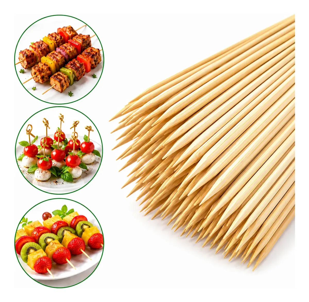 5000 Palito Espeto Bambu P/ Churrasco 25cm - 1