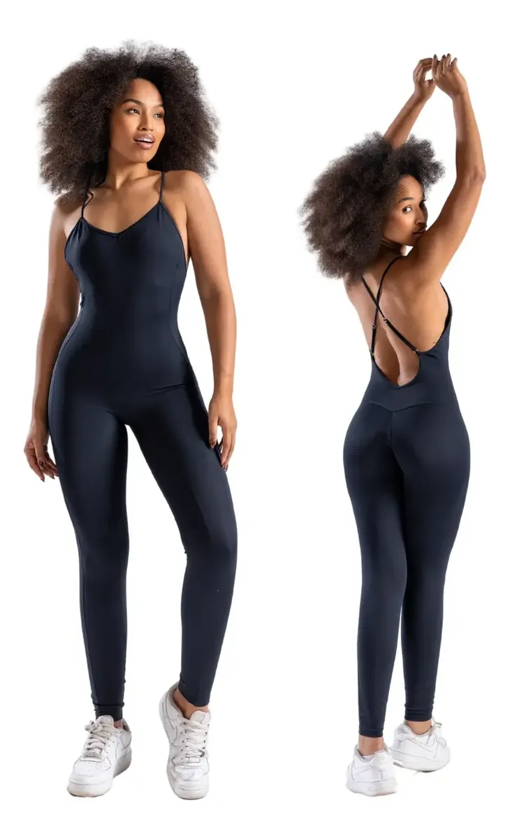 Macacão Longo Fitness Treino Academia Empina Bumbum Preto T:M - 1