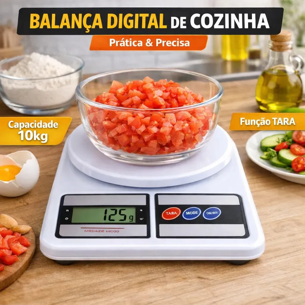 Balança Digital Eletrônica Cozinha Alta Precisão 10 Kg Co - 1