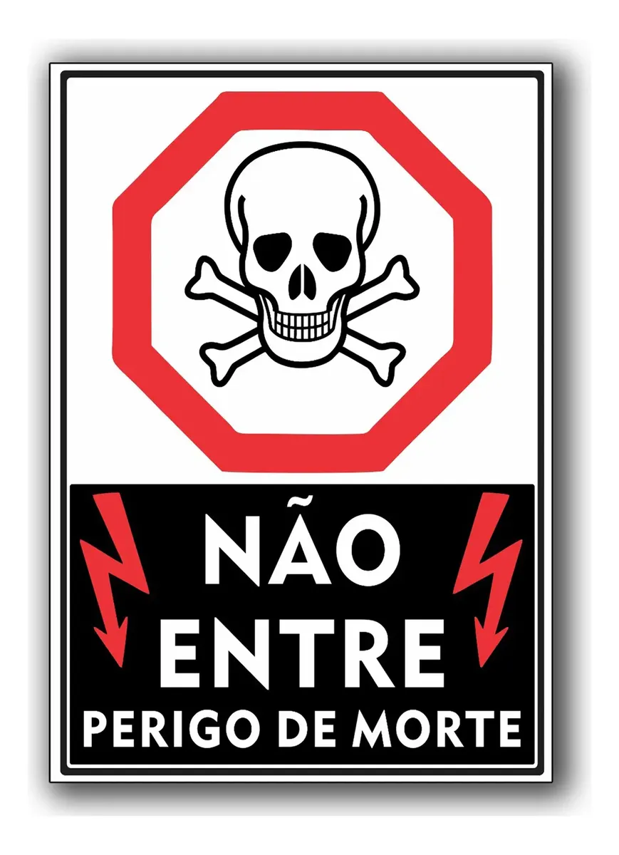 Placa sinalização perigo área restrita 42x29cm - 1