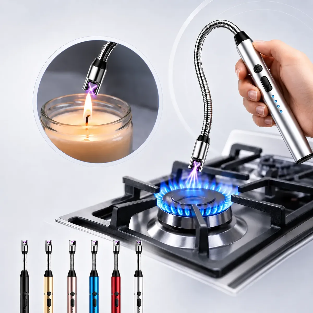 Acendedor Eletrônico Fogão Velas Flexível Recarregável U - 1