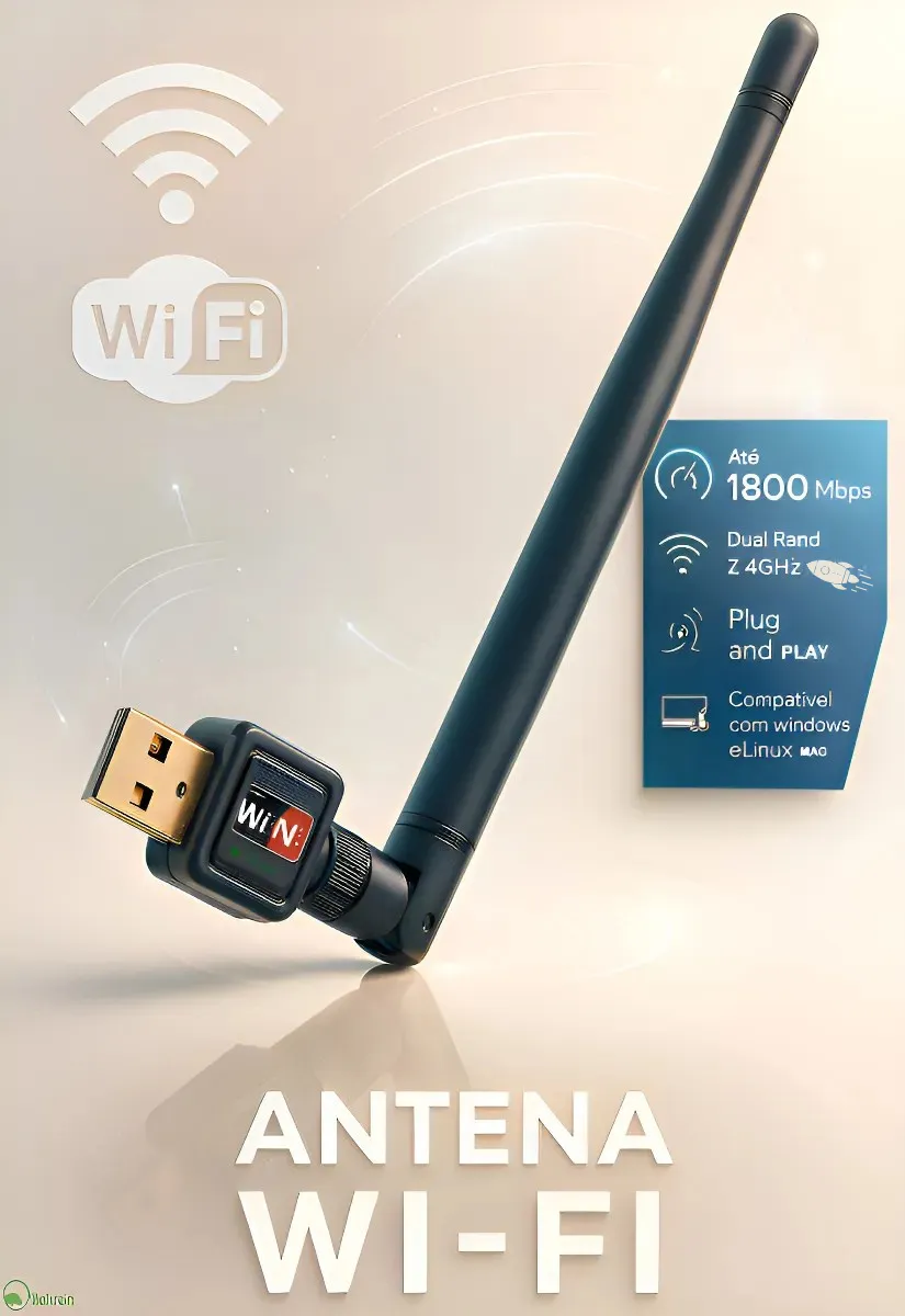 Adaptador Receptor Wireless Usb Wi-fi 1200mbps Dual Band 2.4 - 1