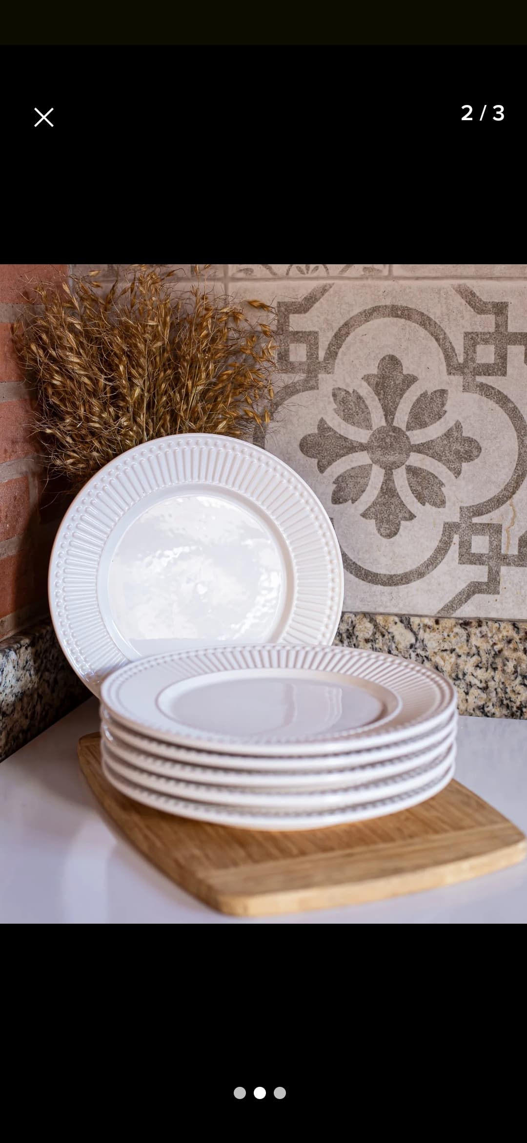 Conjunto Com 6 Pratos Rasos Roma Ravenna Branco Porto Brasil - 1