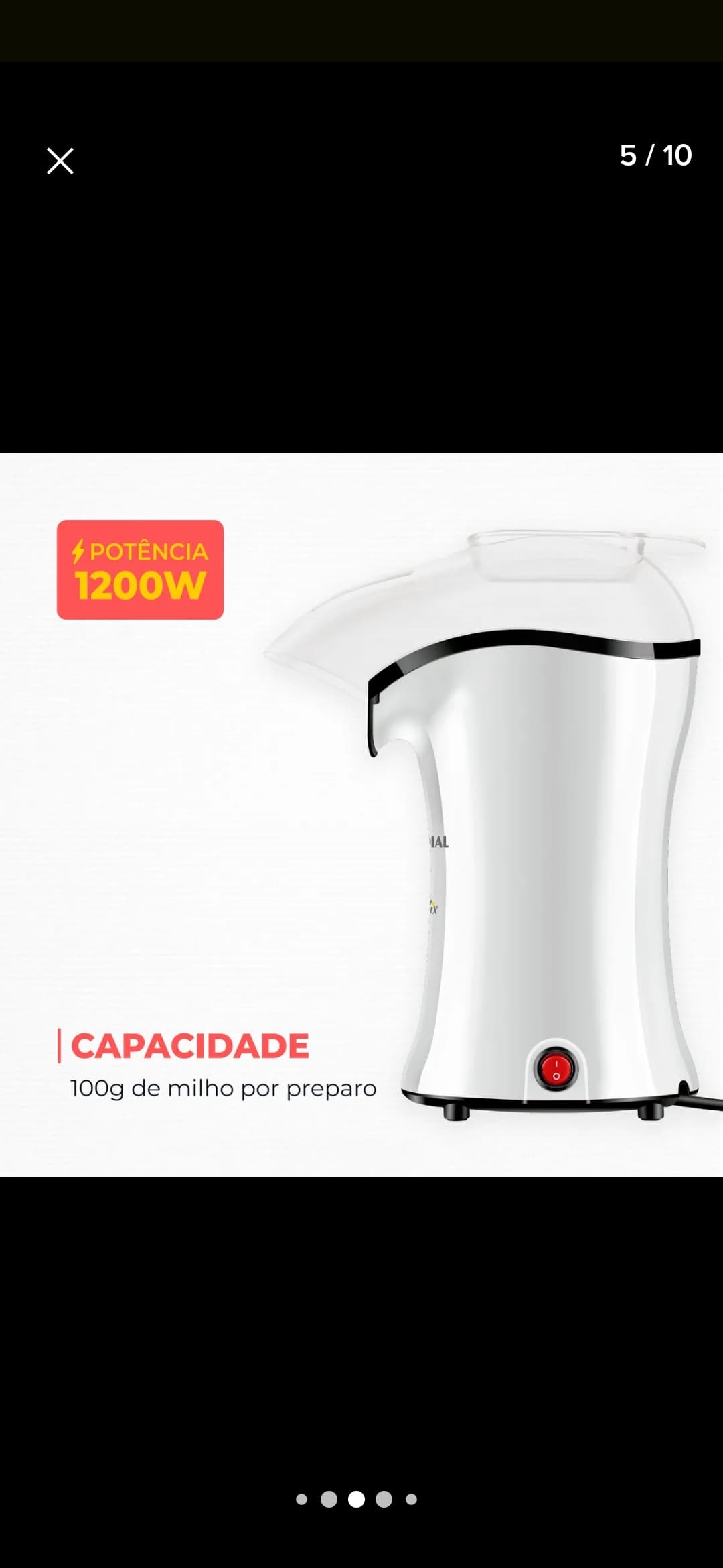 Pipoqueira Elétrica Popflix Pp-04 Ar Quente Cor Branco Mondial 127 V 127v - 1