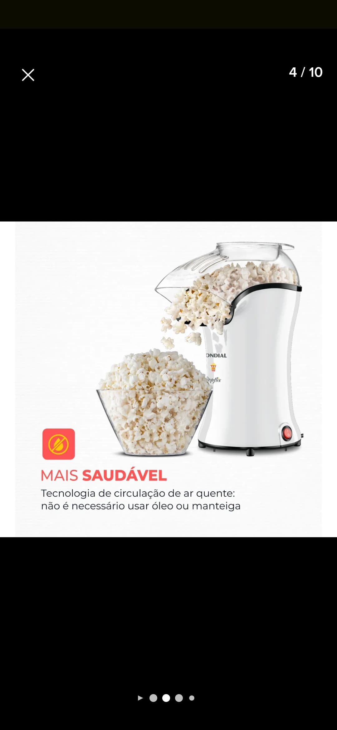 Pipoqueira Elétrica Popflix Pp-04 Ar Quente Cor Branco Mondial 127 V 127v - 2