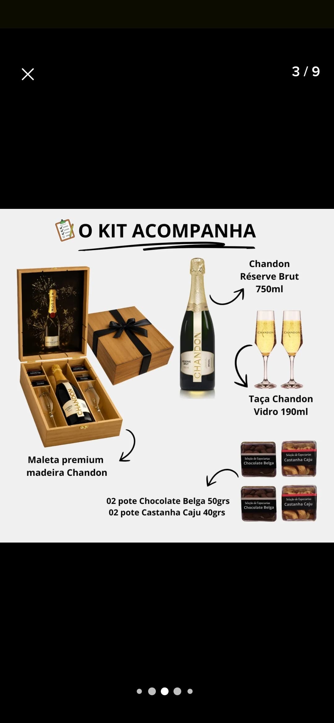 Kit Presente Chandon Brut 750ml Com Taças Chocolates Gourme - 1