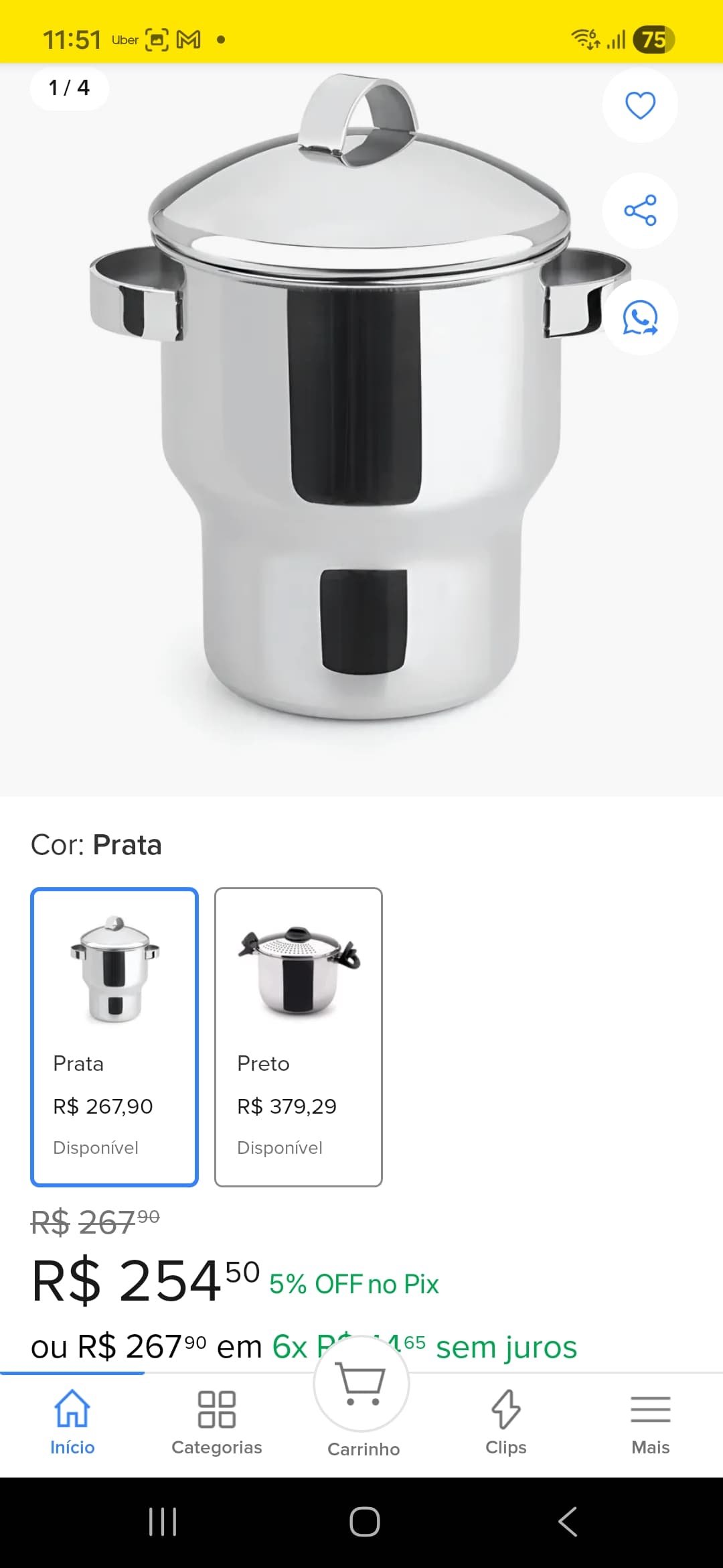 Cuscuzeira Forma Utilidades Inox 3l Compatível Com Fogão De Indução Prateado - 1