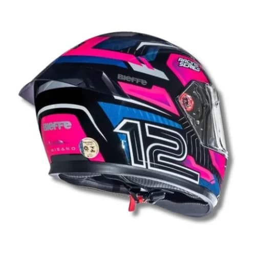 Capacete de moto bieffe b12 misano preto e rosa 58 - 1