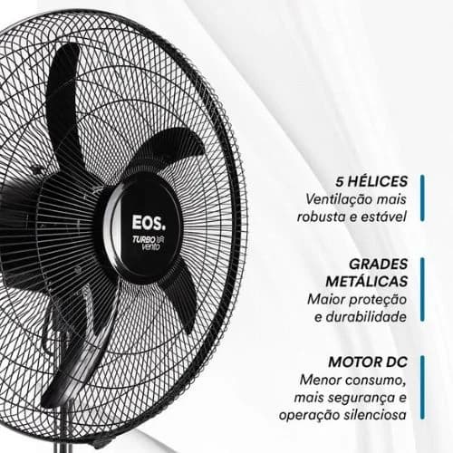 Ventilador De Coluna Eos Turbo Com 5 Pás 200w Evc50 Preto 127/220v Plástico 3 - 3