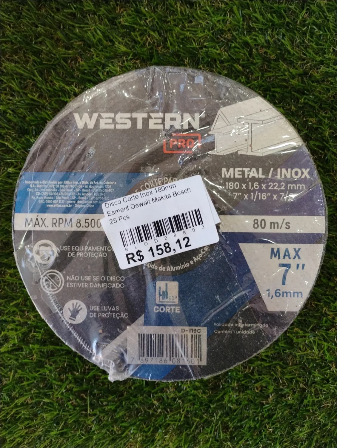 Disco Corte Inox 180mm Esmeril Dewalt Makita Bosch 25 Pcs - 1