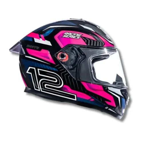 Capacete de moto bieffe b12 misano preto e rosa 58 - 3