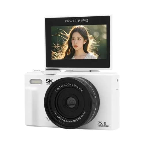 5k Câmera Digital Profissional 75mp Uhd Wd08 Com Cartão 64g Branco - 2