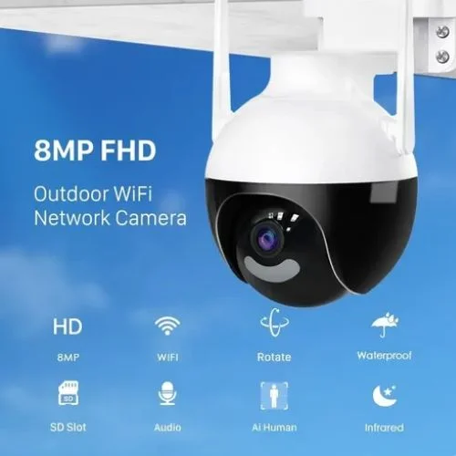 Camera ip wifi 8mp 4k uhd detecção humana visão noturna - 2