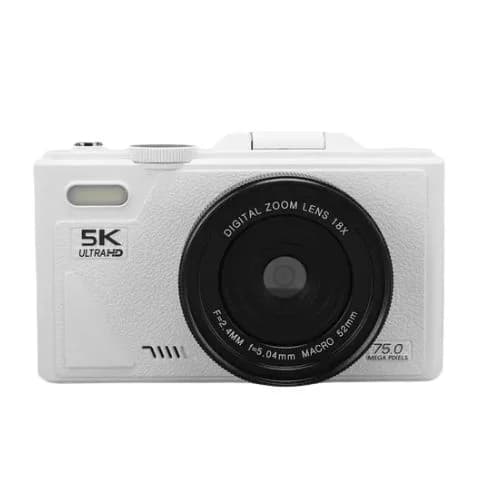 5k Câmera Digital Profissional 75mp Uhd Wd08 Com Cartão 64g Branco - 3