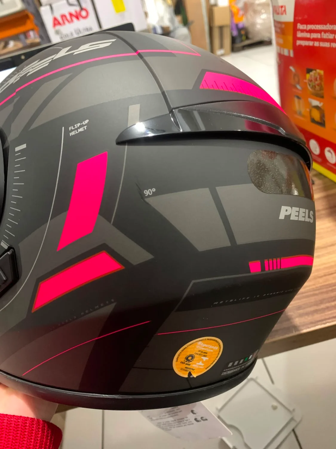 Capacete Peels U-RB2 Dynamic Escamoteável Preto Fosco Pink Tam 58 Viseira Solar - 6