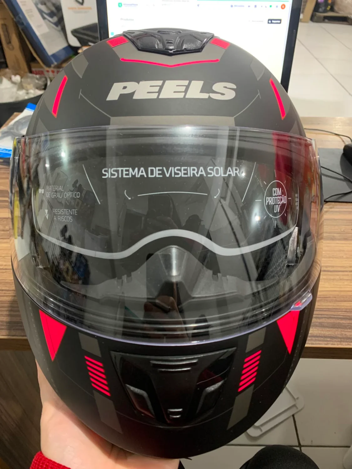 Capacete Peels U-RB2 Dynamic Escamoteável Preto Fosco Pink Tam 58 Viseira Solar - 4