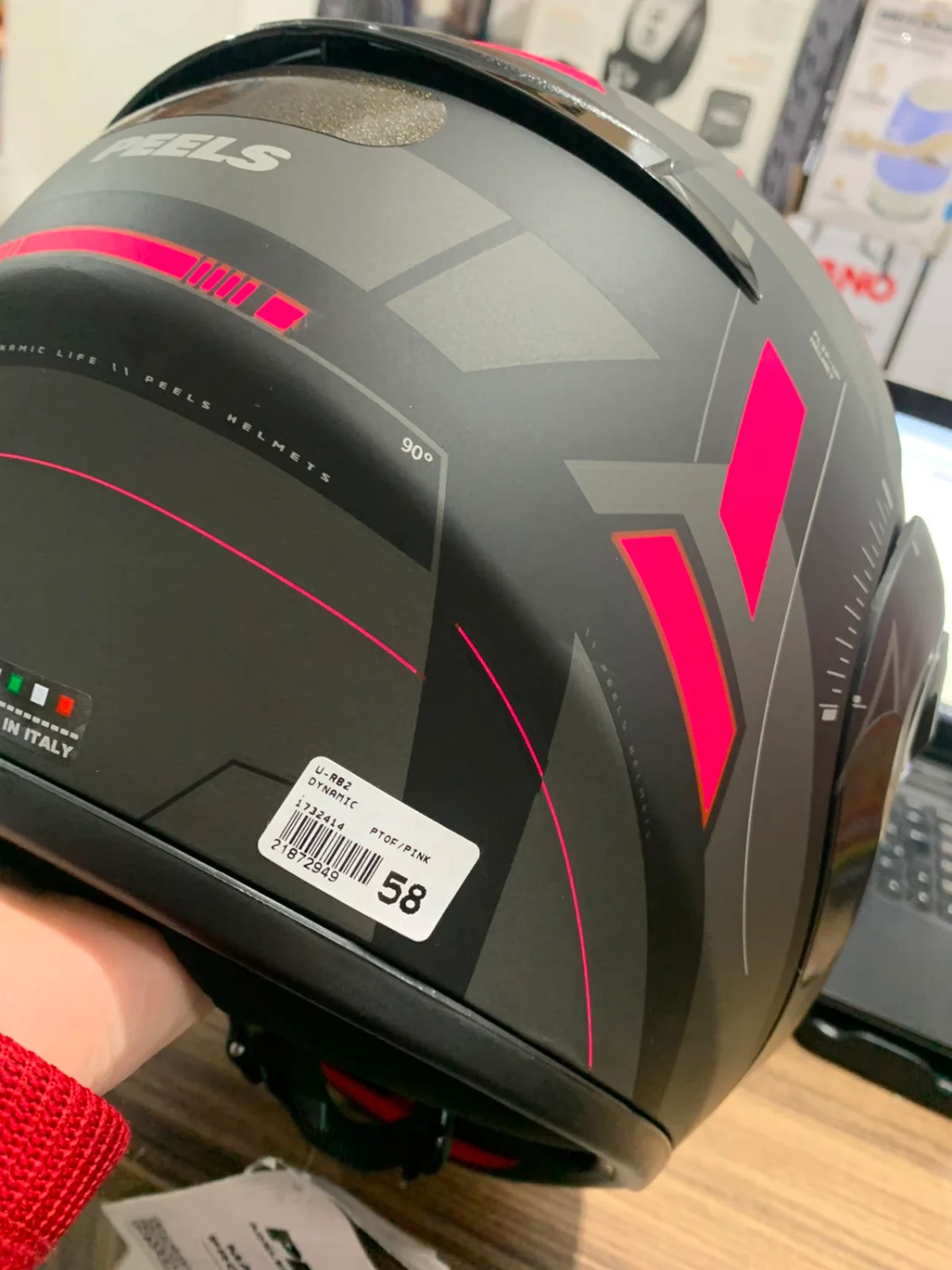 Capacete Peels U-RB2 Dynamic Escamoteável Preto Fosco Pink Tam 58 Viseira Solar - 7