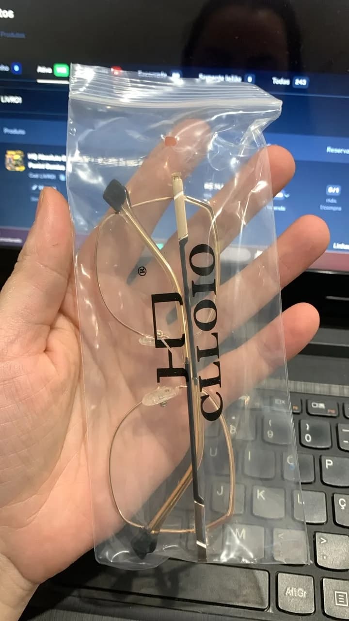 Óculos Feminino Dourado HJ CILOLO com Lentes Sem Grau + Estojo e Acessórios - 6