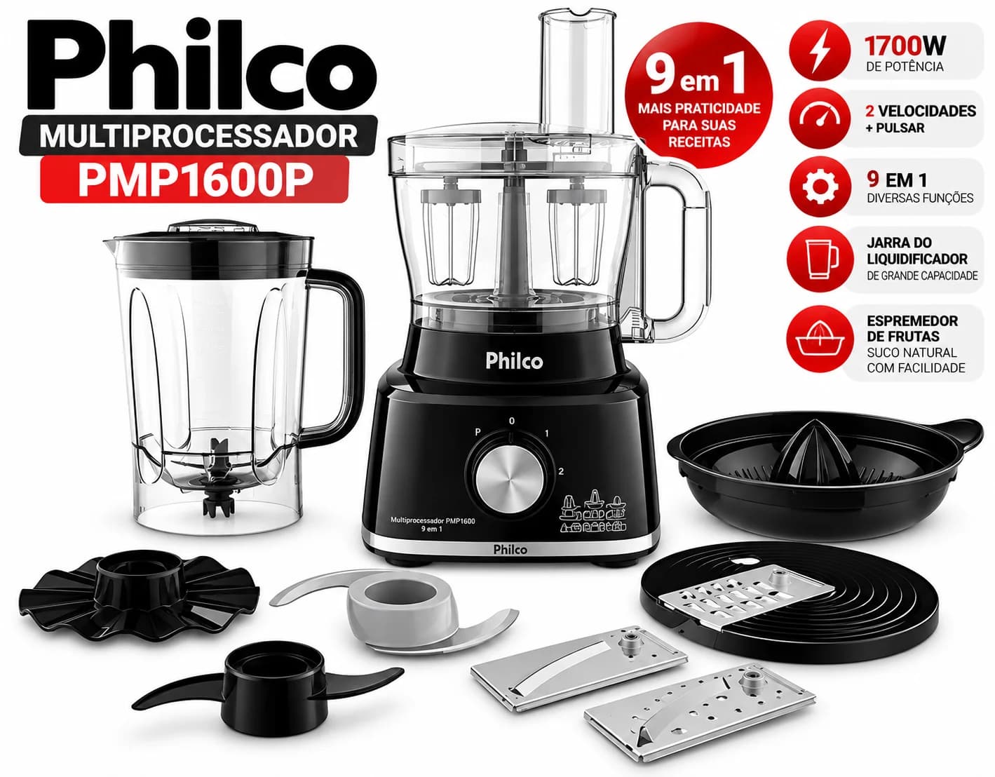 Multiprocessador Philco PMP 1600 110v - Preto - 1