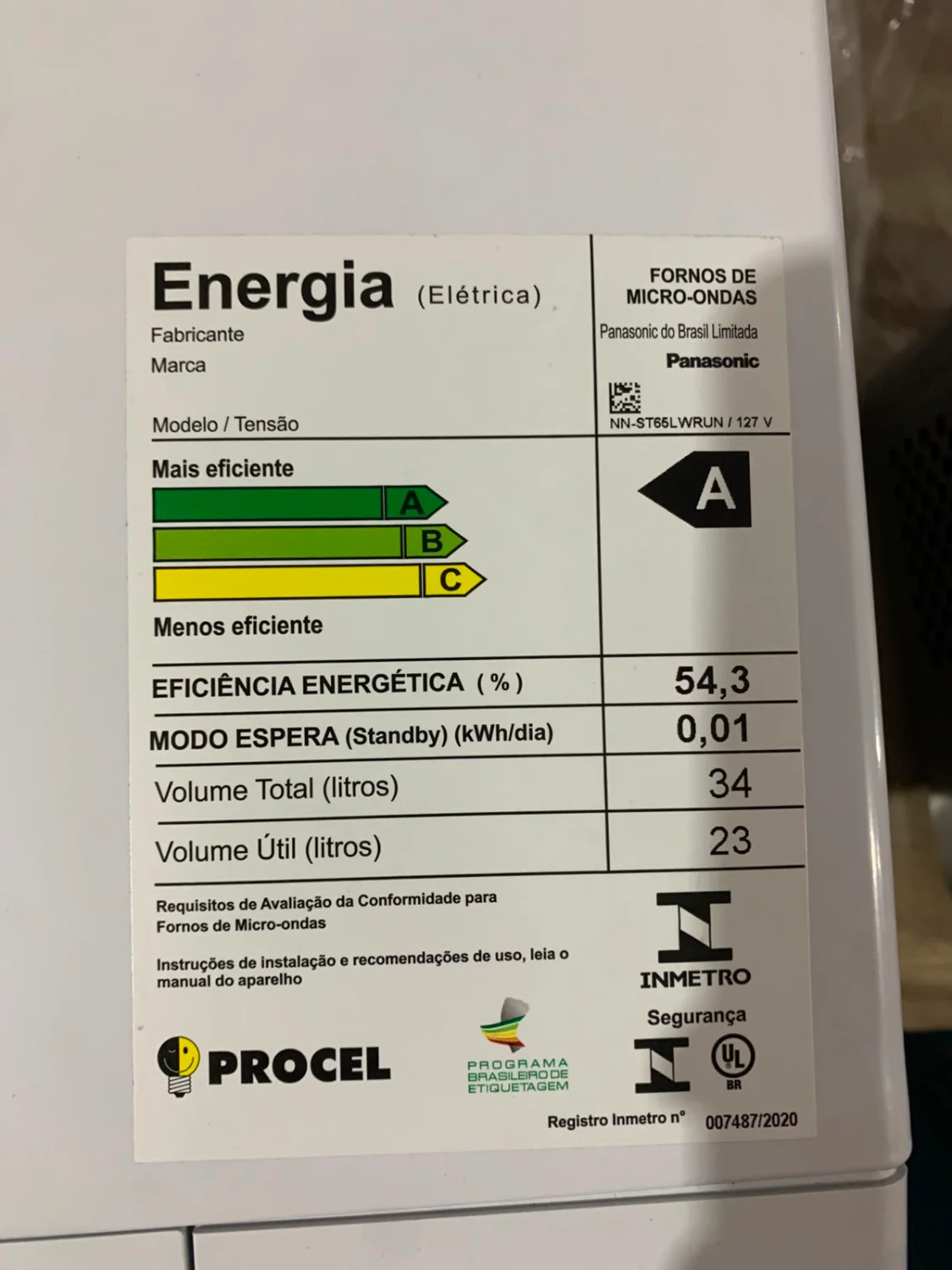 Micro-ondas Panasonic 34L NN-ST65LWRUN 127V Branco Digital – Dupla Refeição \ com avaria - 5