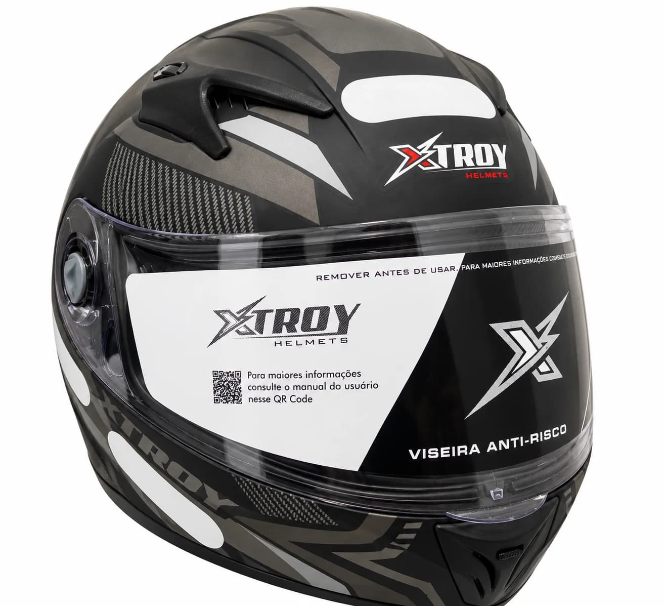 Capacete Fechado Xtroy Drone Preto e Prata Fosco Tam 58 com Viseira e Óculos Interno - 2