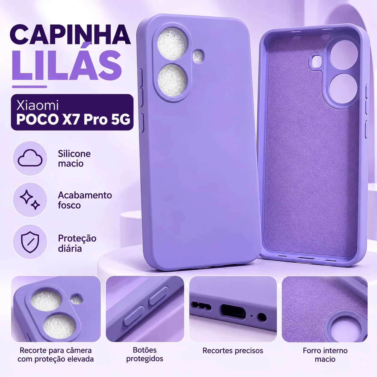 💜 CAPINHA LILÁS PARA XIAOMI POCO X7 PRO - 1