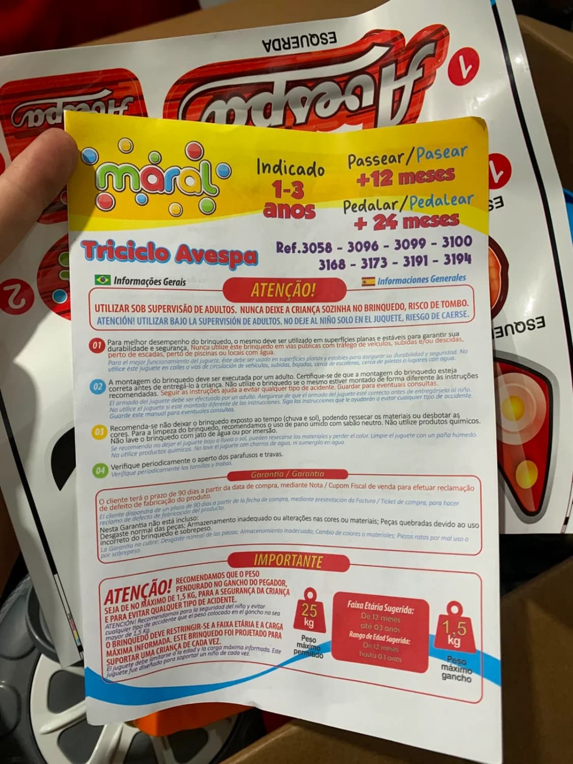 Triciclo Infantil Maral Avespa Passeio e Pedal com Haste 1 a 3 Anos - 5
